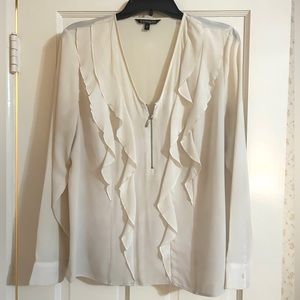 Express Ruffle Ivory Top Size L